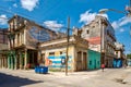 Old buildings in Havana with an image of Che Guevara and a cuban flag Royalty Free Stock Photo
