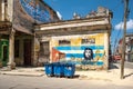 Old buildings in Havana with an image of Che Guevara and a cuban flag Royalty Free Stock Photo