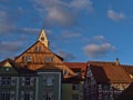 Old buildings in the historic center of Meersburg, Lake Constance, Germany with half-timbered house, colorful facades. Royalty Free Stock Photo