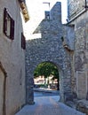 Old buildings and historic houses in the heart of Pican settlement - Istria, Croatia / Stare gradjevine i povijesne kuce u jezgri Royalty Free Stock Photo