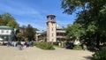 Old buildings Iwonicza Zdroj Willa Bazar blue sky