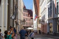 Old buildings and tourists at the Old Town in Tallinn Royalty Free Stock Photo