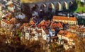 Old buildings of medieval city Fribourg, Switzerland, aerial vie Royalty Free Stock Photo