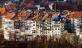 Old buildings of medieval city Fribourg, Switzerland, aerial vie Royalty Free Stock Photo