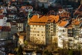 Old buildings of medieval city Fribourg, Switzerland, aerial vie Royalty Free Stock Photo