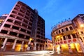 Old buildings night view in Macau.. Royalty Free Stock Photo