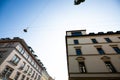 Old buildings renovated in Munich, blue sky Royalty Free Stock Photo