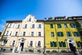 Old buildings renovated in Munich, blue sky Royalty Free Stock Photo