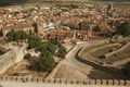 Old buildings, rooftops and steeple around the Plaza Mayor at Trujillo Royalty Free Stock Photo