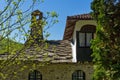 Old Buildings with stone roofs in Temski monastery St. George, Pirot, Republic of Serbia