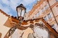 Old buildings and street lamp on the wall Royalty Free Stock Photo