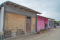 Old buildings at the street in the village at tropical island