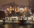 Old buildings in Tammerkoski surroundings with a snowfall