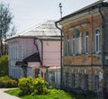 Old buildings of the 19th century on the embankment of Stepan Razin in Tver. Architecture of the 19th century in Russia Royalty Free Stock Photo