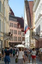 Old buildings and tourists at the Old Town in Tallinn Royalty Free Stock Photo