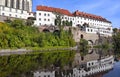 Old buildings on Vltava riverside in Cesky Krumlov