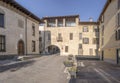 Old builings on little square in historical town, Rovato, Italy Royalty Free Stock Photo