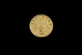 An old Bulgarian coin isolated on a black background Royalty Free Stock Photo