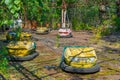 Old bumper cars at Pripyat amusement park in the Ukraine Royalty Free Stock Photo