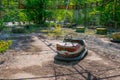 Old bumper cars at Pripyat amusement park in the Ukraine Royalty Free Stock Photo