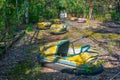 Old bumper cars at Pripyat amusement park in the Ukraine Royalty Free Stock Photo