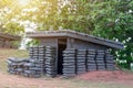 Old bunker war make of sandbag for the military on the mountain,tradition place for tourists at Khao kho,Petchabun,Thailand Royalty Free Stock Photo