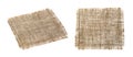 Old burlap fabric napkin isolated on white background Royalty Free Stock Photo