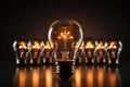 Old burning light bulbs, energy saving concept Royalty Free Stock Photo