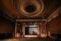 Old burnt creepy abandoned ruined haunted theater