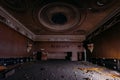 Old burnt creepy abandoned ruined haunted theater