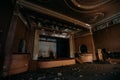 Old burnt creepy abandoned ruined haunted theater