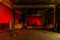 Old burnt creepy abandoned ruined haunted theater Royalty Free Stock Photo