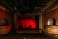 Old burnt creepy abandoned ruined haunted theater