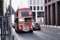 Old bus from London on the streets of Frankfurt am Main city, Germany Royalty Free Stock Photo