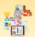 Old Business woman with tablet vector