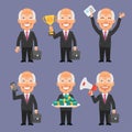 Old Businessman Holding Various Objects Part 2 Royalty Free Stock Photo