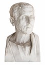 Old bust of the greek philosopher Posidonius isolated over white