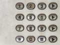 Old button number public telephone Royalty Free Stock Photo