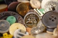Collection of used, old buttons for handcrafting