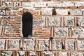 Old Byzantium brick wall and window. Melnik fortress, Bulgaria