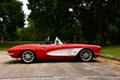 Old C2 Chevy Corvette Red and White Royalty Free Stock Photo