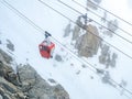 Old cable car in Mont Blanc mountain