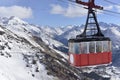 Old cable car to mount Elbrus on a Sunny winter Royalty Free Stock Photo