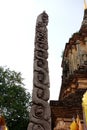 Old Caduceus Carving at Buddhist Temple