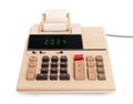 Old calculator showing a text on display - 2024 Royalty Free Stock Photo