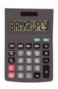 Old calculator on white background showing text