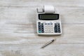 Old Calculator on wooden desktop Royalty Free Stock Photo