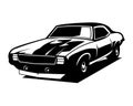 old camaro car silhouette. front view against a white background.