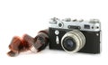 Old camera with a film Royalty Free Stock Photo