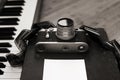 old camera, film, piano Royalty Free Stock Photo